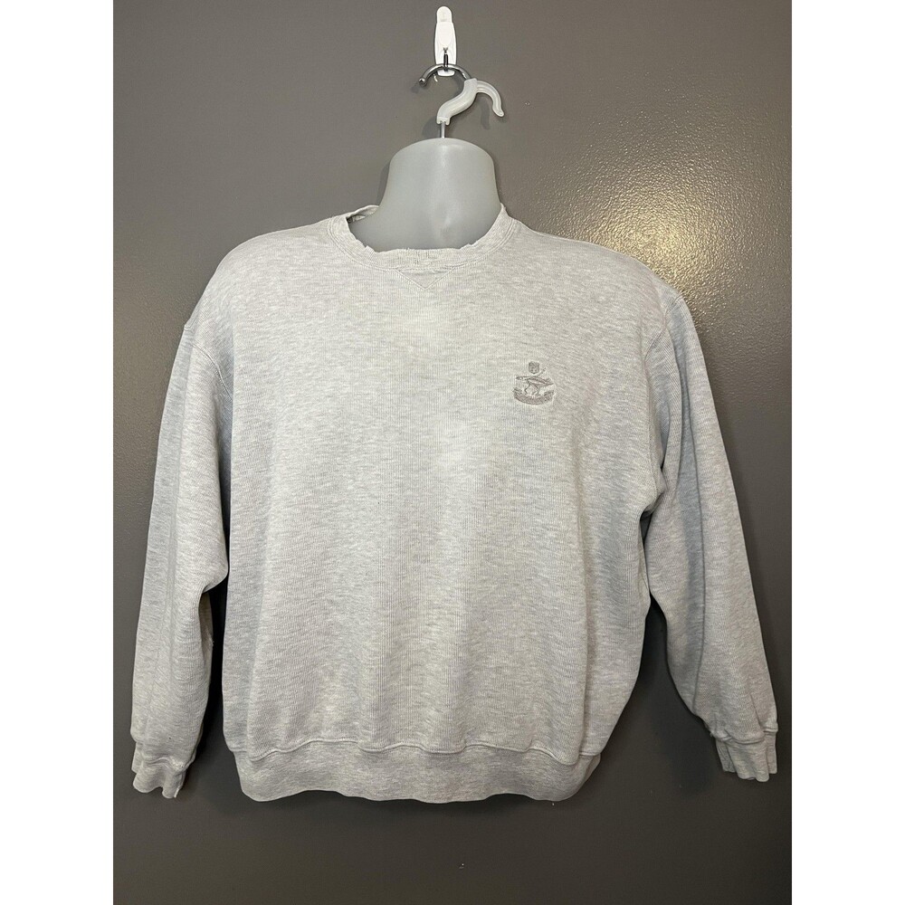 Vintage Faconnable Sweatshirt Mens Medium Gray Embroidered Crewneck Hong Kong